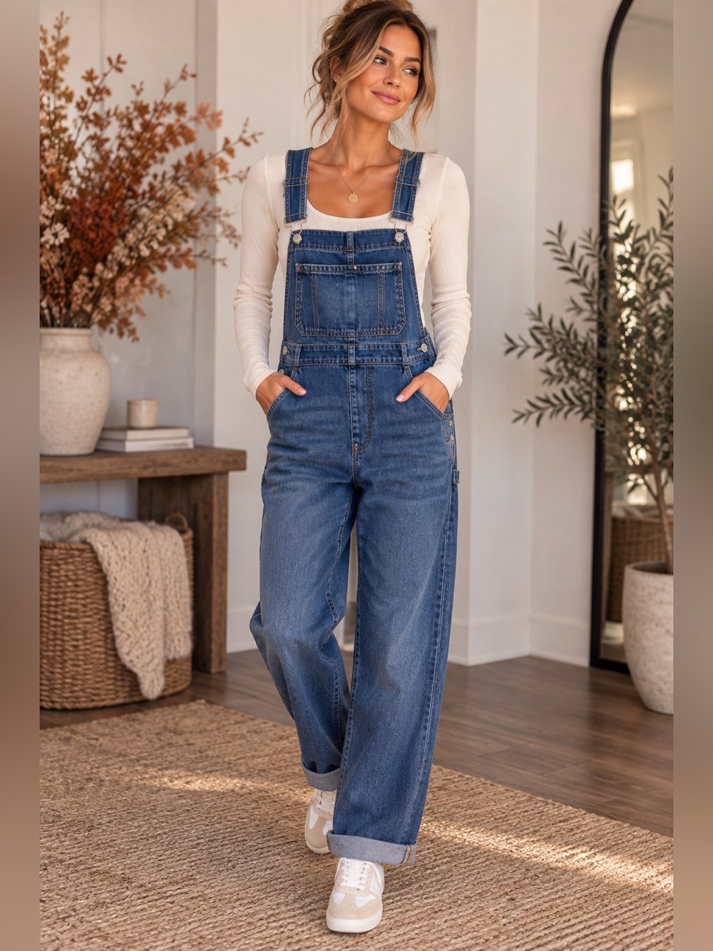 GAP Denim Overalls Sz S Blue Cotton Relaxed Straight Leg NWOT